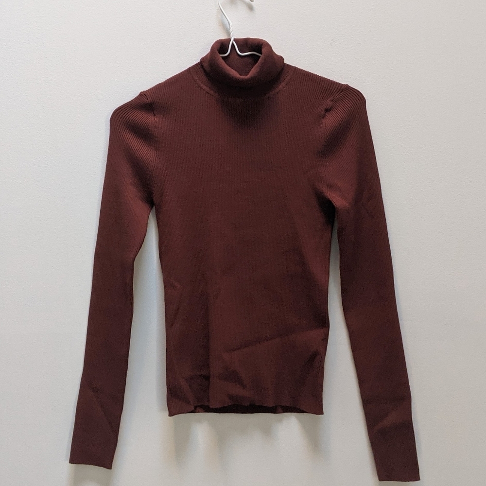 Ribbed brown turtleneck